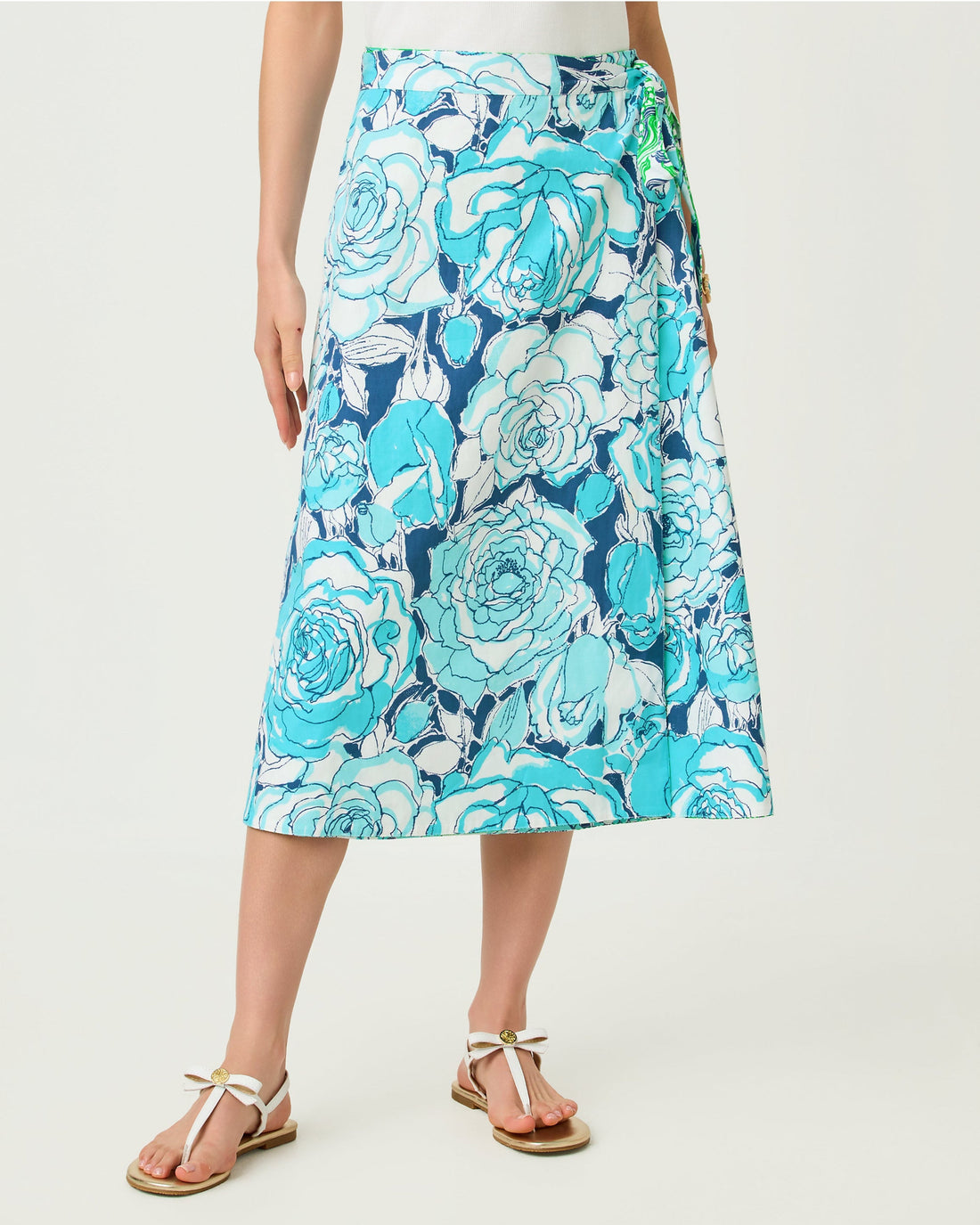 Constance Reversible Midi Wrap Skirt - Putting Green Lilly Of The Valley