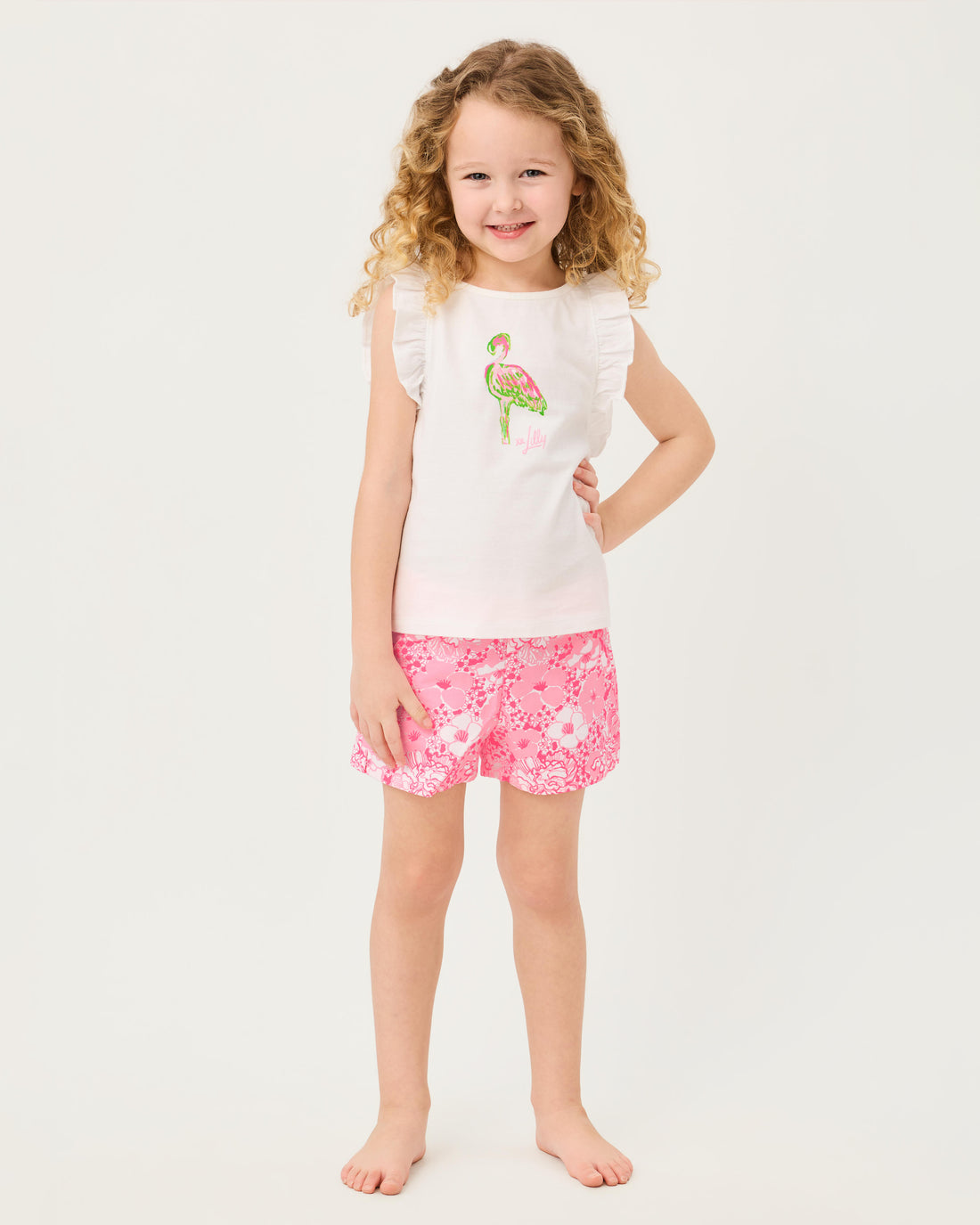 Janie and Jack Girls Clementine Short - Conch Shell Pink Burst Of Joy