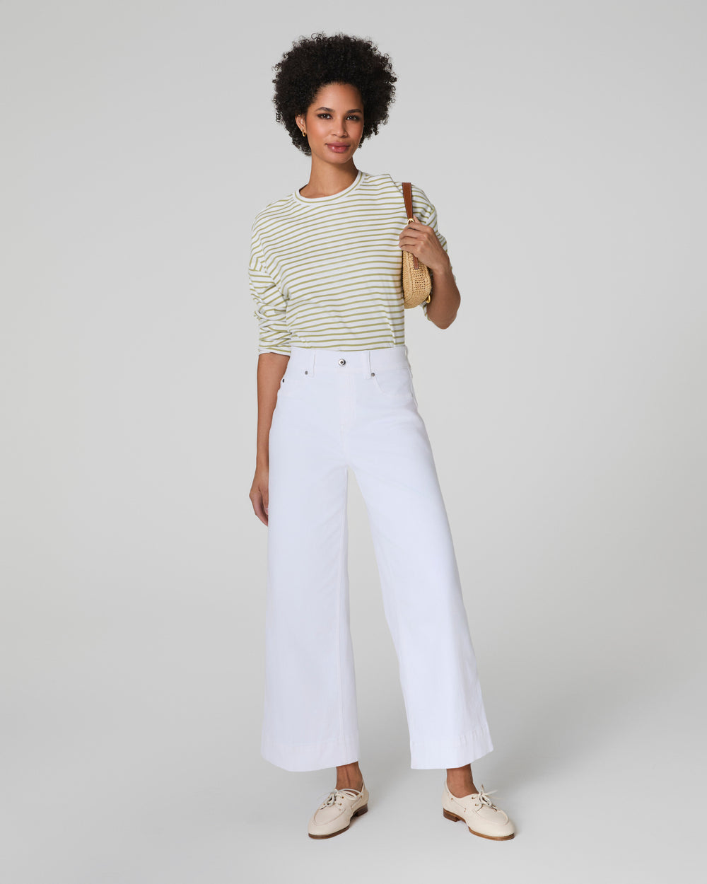 Cropped Wide Leg Jeans - White