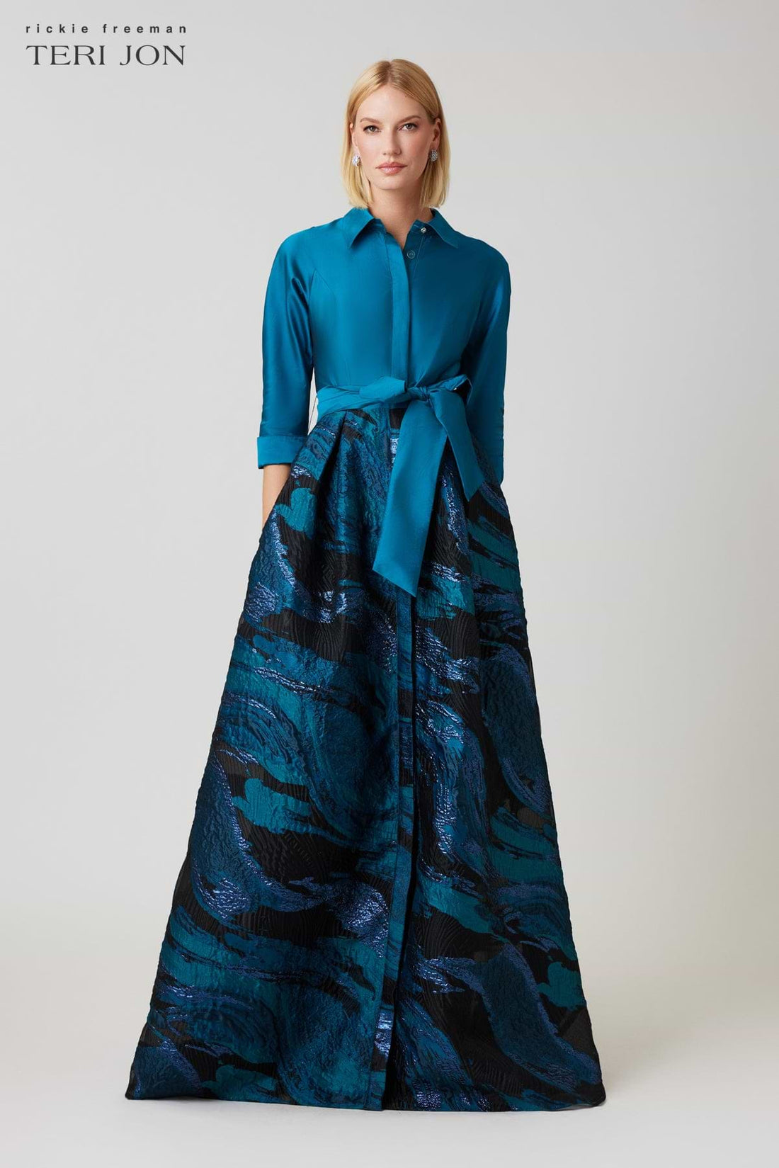Jacquard Pattern Skirt Shirt Waist Gown