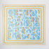 Colorful blue geometric patterned square bandana scarf with a blue border