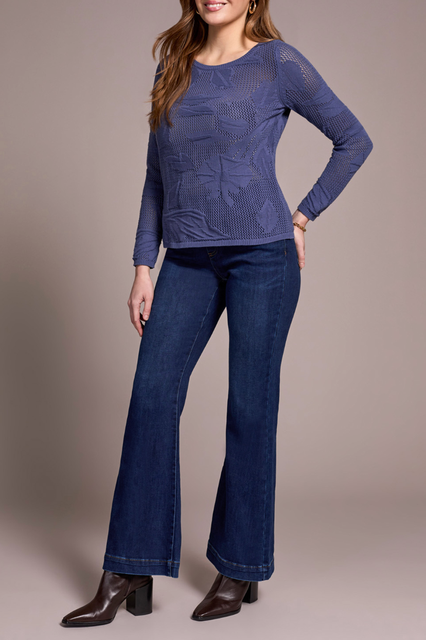 Long Sleeve Boat Neck Sweater - Marine