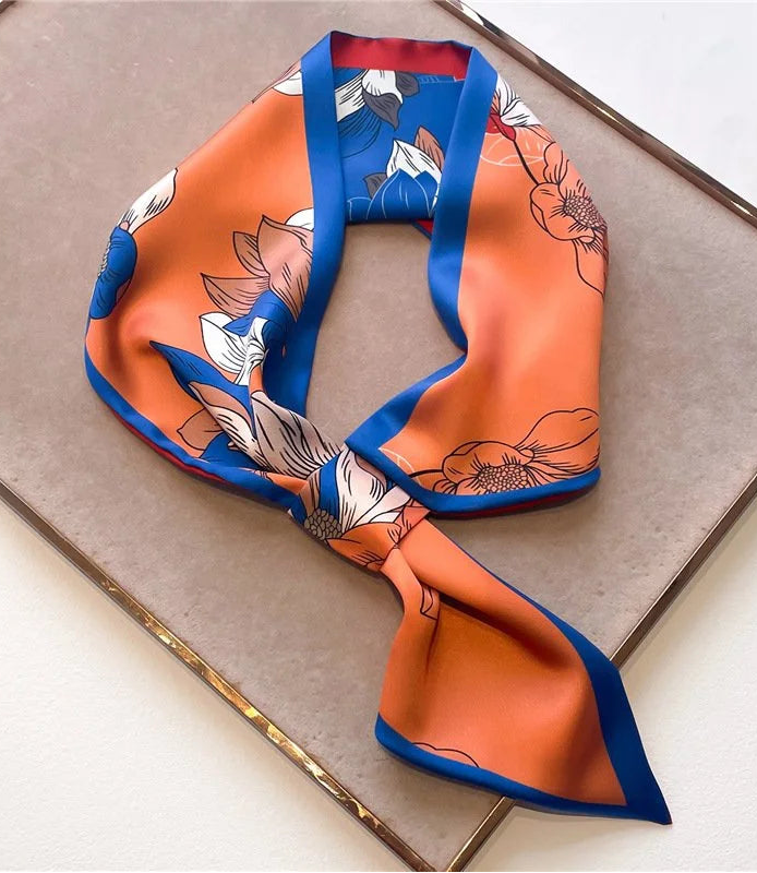Floral Loop Scarf Orange Blue