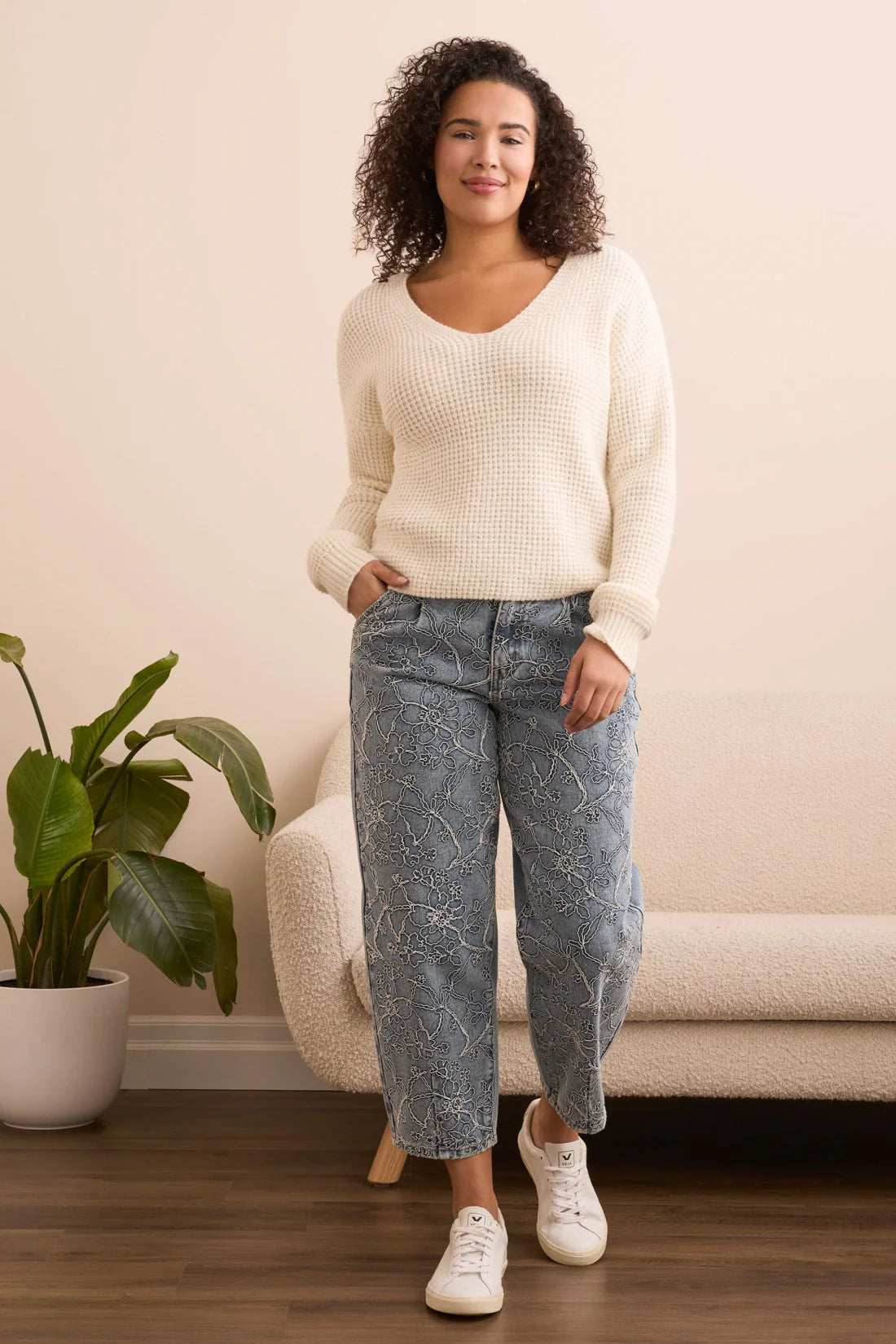 Drop Shoulder V-Neck Sweater